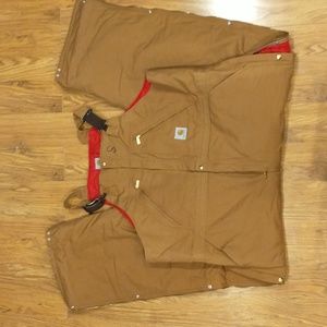 Tan Carhartt men's XL Insulated Canvas Overalls